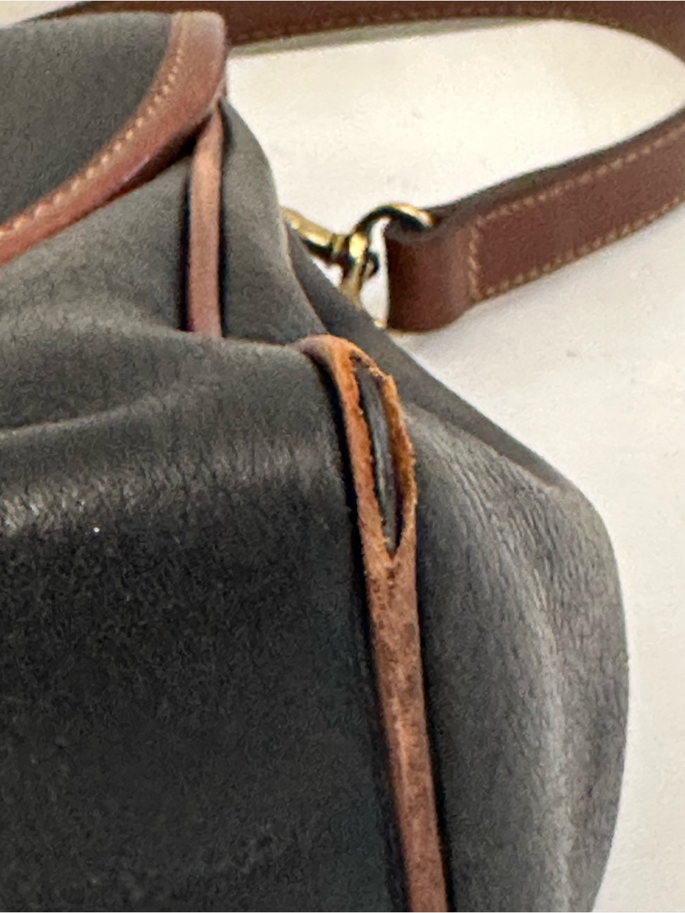 Vintage Coach  Navy Brown Leather Top Handle Bag - Picture 6 of 9